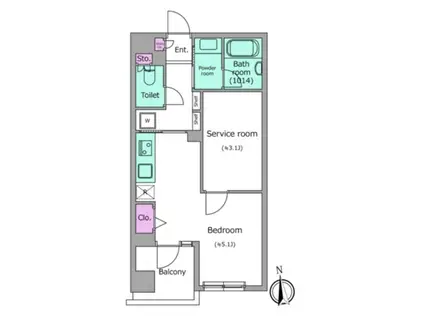 レジディア調布(1LDK/2階)の間取り写真
