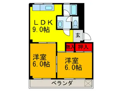 セイキハイツ(2LDK/2階)の間取り写真