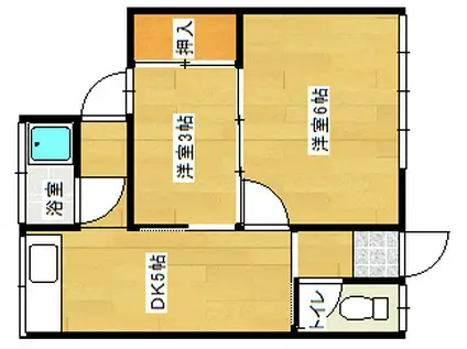 カワカミアパート(1DK/1階)の間取り写真