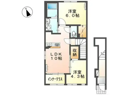 リヴィエールV(2LDK/2階)の間取り写真