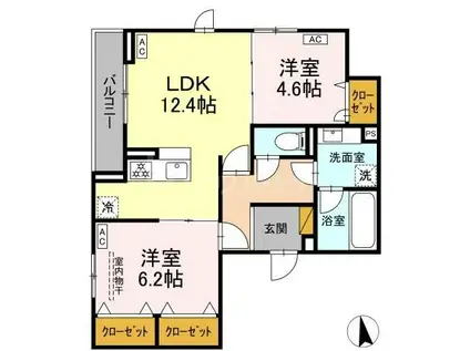 ラ・ペッシュ(2LDK/3階)の間取り写真