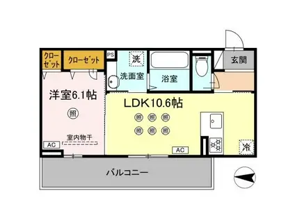 アクアフェリーチェ A棟(1LDK/2階)の間取り写真
