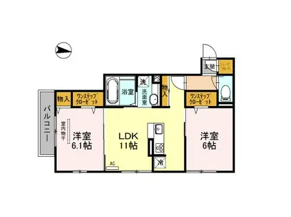 ビーグルテラスB (2LDK/2階)の間取り写真