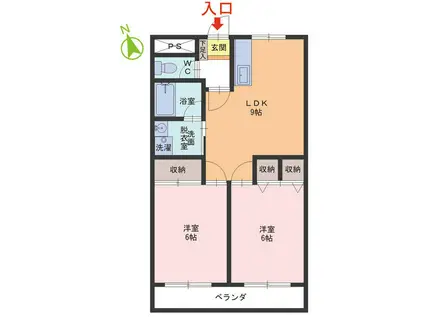 メゾンサンチェリオ(2LDK/1階)の間取り写真