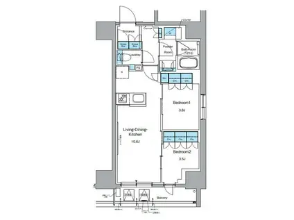 ルフォンプログレ上野御徒町(2LDK/11階)の間取り写真