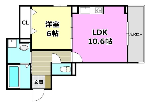 パル茨木(1LDK/1階)の間取り写真