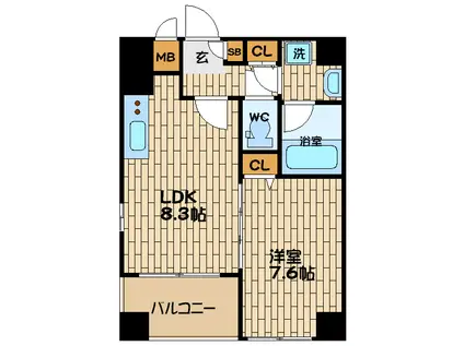 D-REST中之島(1LDK/7階)の間取り写真