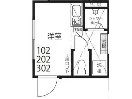 ONE CUBE 夏目坂(ワンルーム/2階)の間取り写真