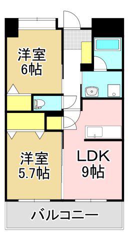 プリンセスティアラ(2LDK/6階)の間取り写真