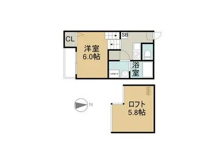 ARBRE志賀本通(1K/2階)の間取り写真