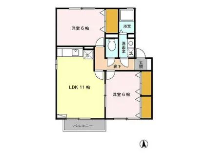 アムール西郷(2LDK/1階)の間取り写真