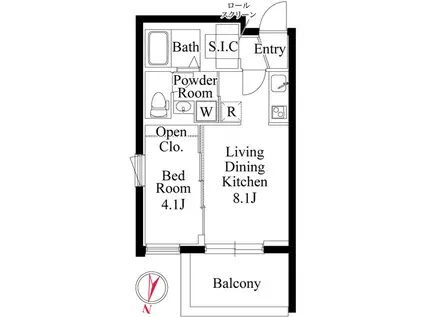 カーサピアッツァ桜新町(1LDK/1階)の間取り写真