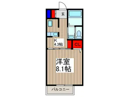 カサグランデ(1K/1階)の間取り写真