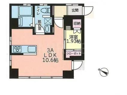 SEAGULLS SQUARE(1LDK/3階)の間取り写真
