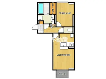 フォレストヴィラ小郡(1LDK/2階)の間取り写真