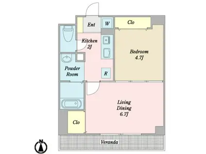 コンフォート康生(1LDK/1階)の間取り写真