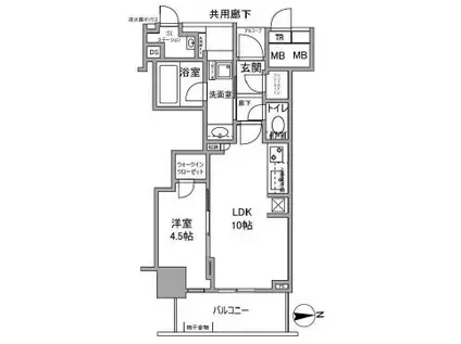 プラウドタワー北浜(1LDK/3階)の間取り写真
