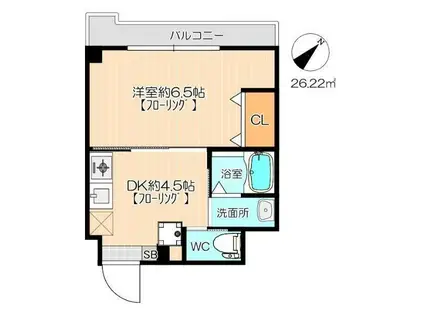 第61川崎ビル(1DK/7階)の間取り写真