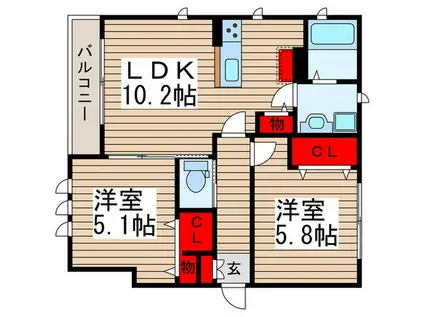 MIDOVI(2LDK/2階)の間取り写真