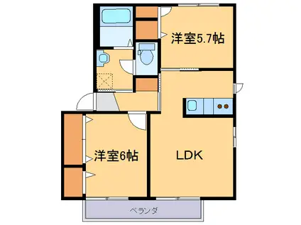 アスナロ(2LDK/1階)の間取り写真