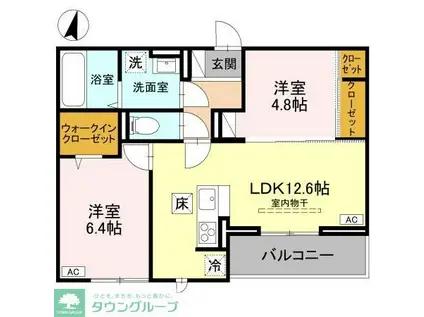 LUNA(2LDK/1階)の間取り写真