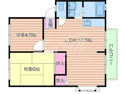 サンビレッジ岸部C棟(2LDK/2階)の間取り写真