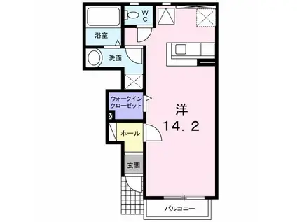 エレガンテカーサ(1K/1階)の間取り写真