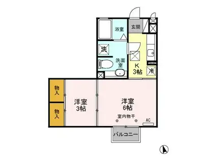 グリーンヒルズ A(2K/1階)の間取り写真