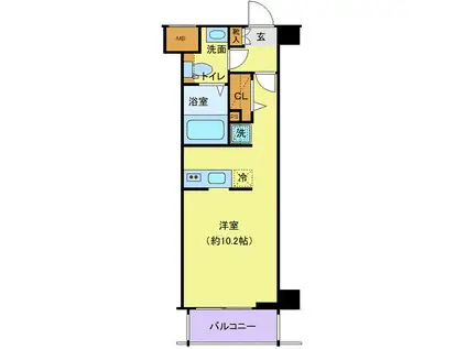 ラグディア麻布十番(ワンルーム/4階)の間取り写真