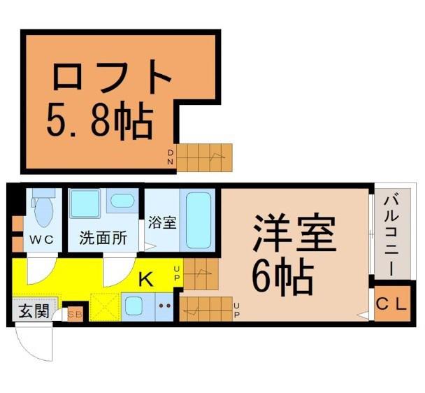 ユースター川名(1K/1階)の間取り写真