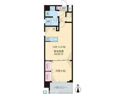 エクセルシティ戸田公園(1LDK/6階)の間取り写真