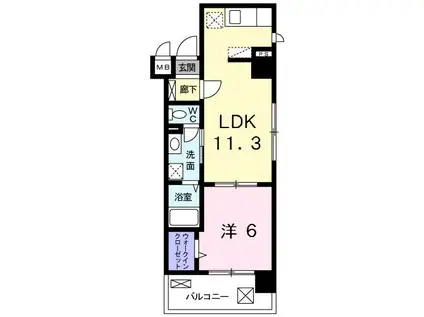 フォレスタ春日(1LDK/3階)の間取り写真