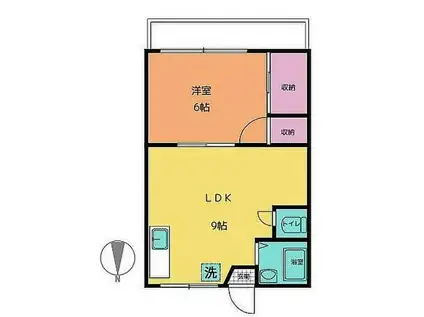 実方ハイツ(1LDK/4階)の間取り写真