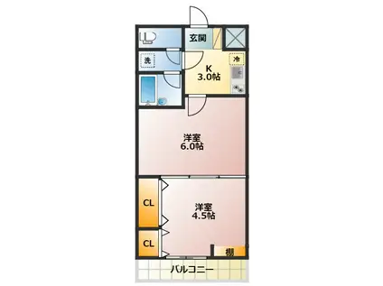 メゾン・ド・サントリーニ(2K/1階)の間取り写真