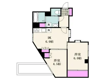 THE GLOBE 下北沢(2DK/3階)の間取り写真