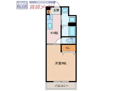 ヒルゲート利平治(1K/2階)の間取り写真