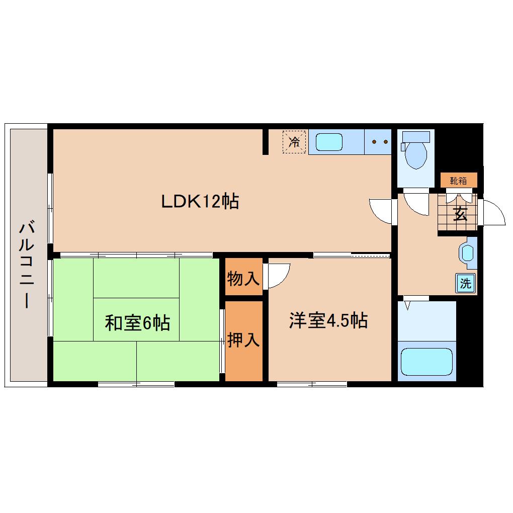福室アベニュー(2LDK/5階)の間取り写真