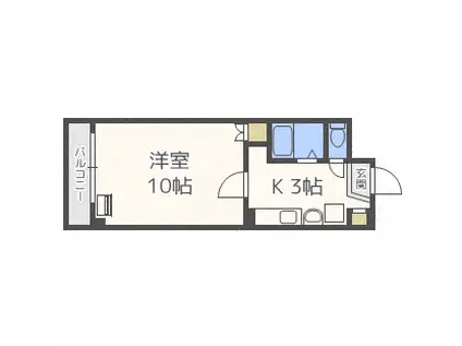 スリーアール(1K/3階)の間取り写真