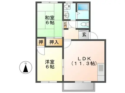 モンシャトー可児C(2LDK/1階)の間取り写真