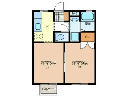 フローハイム(2K/1階)の間取り写真
