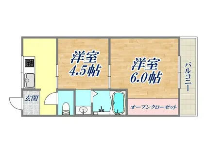 ハイツテンドウ(1K/1階)の間取り写真