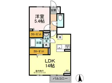D-ROOM桜町II(1LDK/1階)の間取り写真