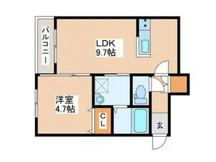 SOIR(1LDK/4階)の間取り写真