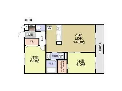 府中フォレストメゾン是政(2LDK/3階)の間取り写真