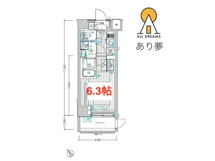 ブライズ鶴見本町通MAXIV(1K/1階)の間取り写真