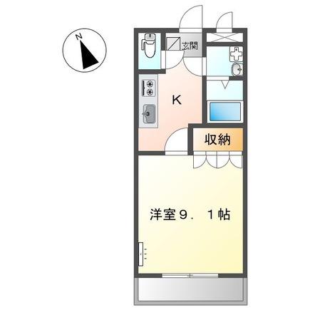 プレステージ曙(1K/1階)の間取り写真