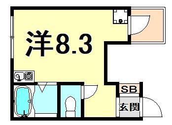 スターハイツ(ワンルーム/2階)の間取り写真