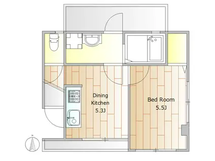 ROOMS(1DK/3階)の間取り写真