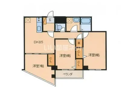 SUNZEUSビル高岡(2LDK/4階)の間取り写真