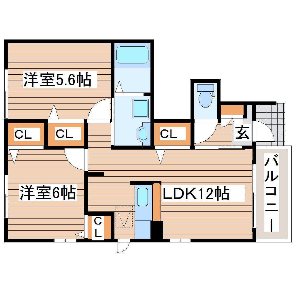 リバップ人来田(2LDK/1階)の間取り写真